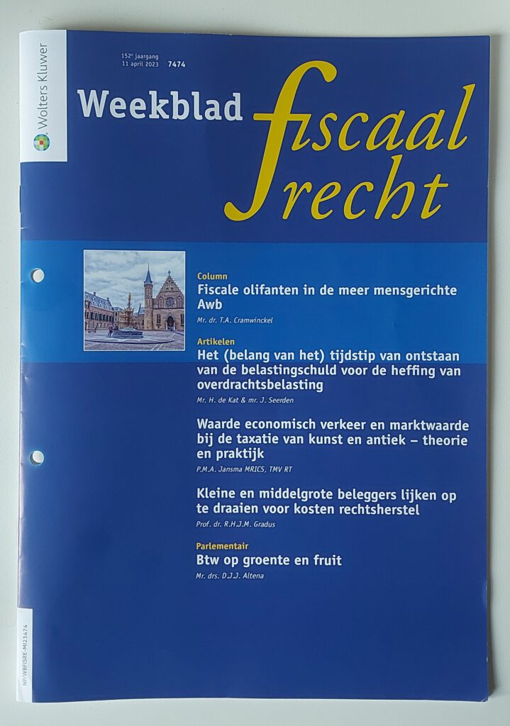 publicatie weekblad fiscaal recht waarde economisch verkeer
